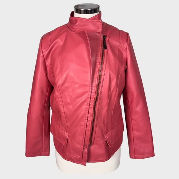 Chou Yatou Jackets & Blazers - Chou Yatou Medium Pink Faux Leather Moto Jacket